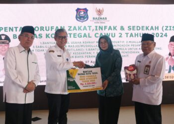 Pentashorufan Zakat, Infaq, Shodaqoh Badan Amil Zakat Nasional Kota Tegal Caturwulan II Tahun 2024 berlangsung di Pendopo Ki Gede Sebayu, Rabu (7/8/24) pagi.