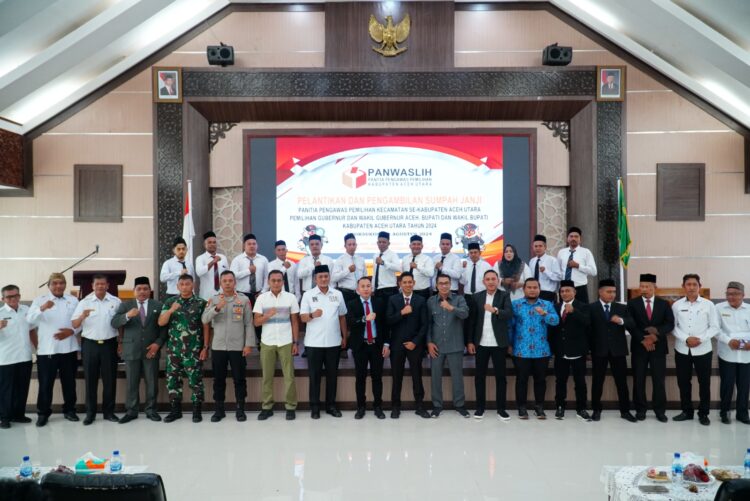 Sebanyak 81 orang anggota Panitia Pengawas Pemilihan (Panwaslih) Kecamatan terpilih resmi dilantik oleh Panwaslih Kabupaten Aceh Utara pada Rabu, 14 Agustus 2024, bertempat di aula Kantor Bupati di Landing Kecamatan Lhoksukon.