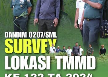 Dandim 0207/Simalungun Letkol Inf Slamet Faojan, M.Han. didampingi staf teritorial, Danramil 01/Siantar Utara dan Pemerintah Daerah lakukan peninjauan lokasi sasaran TNI Manunggal Membangun Desa ( TMMD ) KE 122 TA 2024.Kamis (15/8/2024).