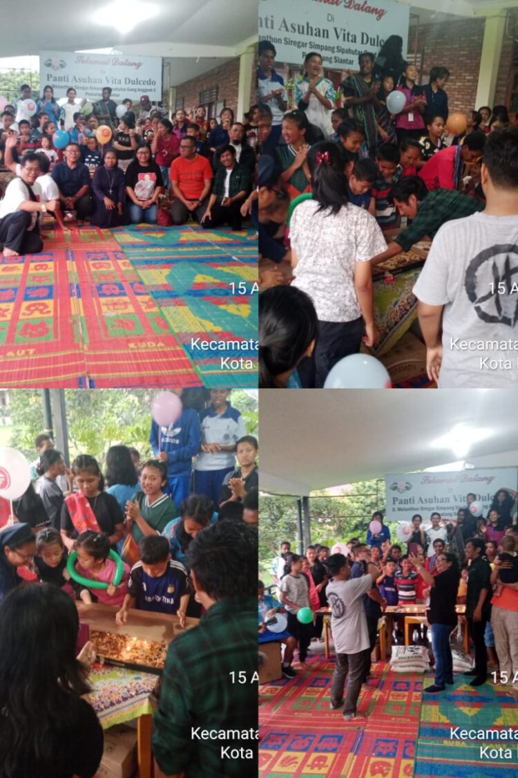Team Pemenangan Bakal Calon Walikota Pematangsiantar Bistok Richard Lumban Tobing kembali mengunjungi Panti Asuhan Vita Dulcode yang beralamat di simpang Sipahutar Gang Anggrek V Kecamatan siantar marihat Pematangsiantar. Kamis(15/08/2024) pukul 16:00 Wib dengan kepedulian terhadap generasi muda-mudi sebagai penerus perjuangan bangsa ini.