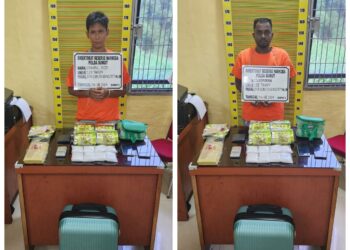 DITANGKAP: Mahasiswa SG dan FR ditangkap atas kepemilikan 4 kg sabu. (Foto Dok/ Polda Sumut)