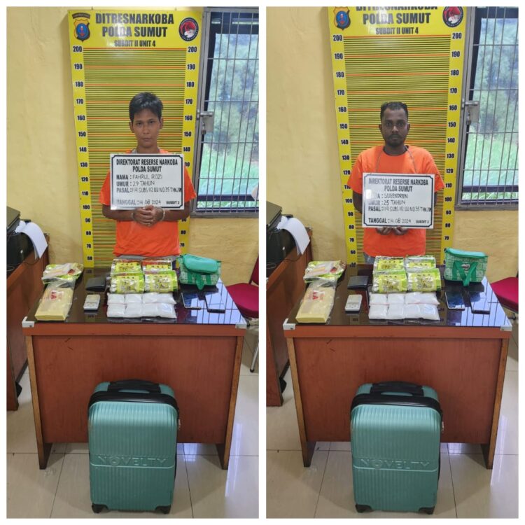 DITANGKAP: Mahasiswa SG dan FR ditangkap atas kepemilikan 4 kg sabu. (Foto Dok/ Polda Sumut)
