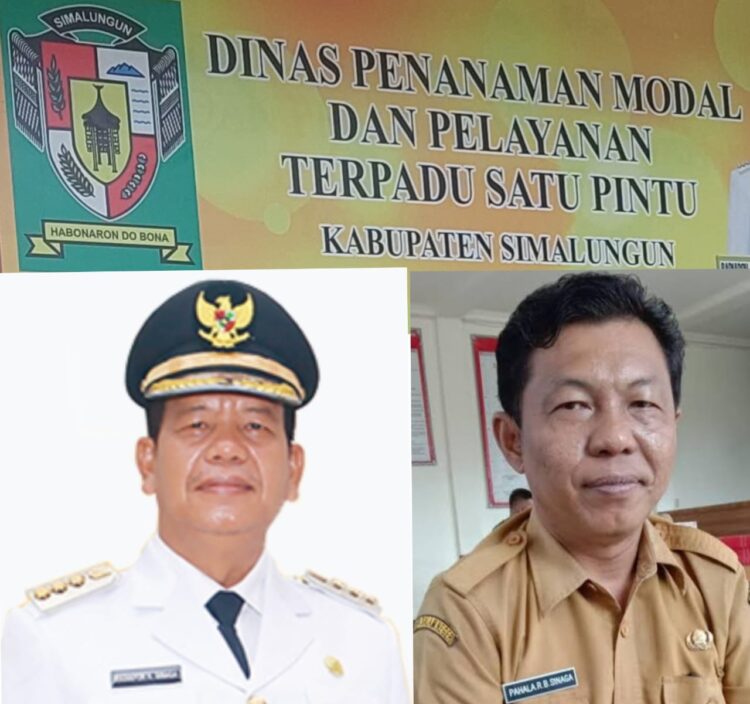 PEMKAB SIMALUNGUN : (dari kiri) : Bupati Simalungun Radiapoh Hasiholan Sinaga dan Pahala Sinaga Kadis DPMPTSP Kabupaten Simalungun (foto : Dok/ist)