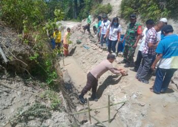 Bhabinkamtibmas Desa Harian, Brigadir Polisi Gunawan Situmorang, turut serta dalam acara Trial Test & Expose Pembangunan Fisik Desa Binaannya. Kegiatan ini bertempat di Simanampang Dusun II Desa Harian yang ditandai dengan peletakan batu pertama pembangunan saluran air atau parit yang didanai oleh anggaran dana desa tahun 2024.