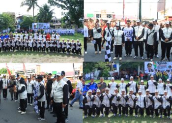 Kapolres Labuhanbatu, AKBP Dr. Bernhard L. Malau, S.I.K., M.H., turut hadir dalam upacara penerimaan Api PON XXI Aceh-Sumut. Kegiatan tersebut berlangsung di Lapangan Ika Bina Rantauprapat, Jalan MH. Thamrin, Kecamatan Rantau Utara.