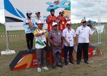 Prosesi Upacara Penghormatan Pemenang (UPP) berlangsung di venue Terbang Layang di Bandara Malikussaleh Kabupaten Aceh Utara, Rabu sore, 11 September 2024.