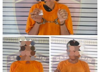 DIAMANKAN: Ketiga pelaku saat diamankan di Mapolsek Pancurbatu. Ketiga pelaku diringkus dalam operasi terpisah sepanjang akhir Agustus hingga awal September 2024, dengan barang bukti berupa sabu-sabu dalam berbagai kemasan. (Foto Dok/Reskrim Polsek Pancurbatu) Nb: Joko Sampurno (JS), Jun Feri Andika (JFA), Irwansyah Putra (IP), Dogol (D)