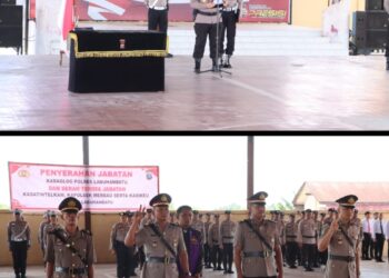 Polres Labuhanbatu menyelenggarakan upacara serah terima jabatan (sertijab) di Gedung Serbaguna Mapolres Labuhanbatu. Acara dimulai pukul 08.30 WIB dan dipimpin langsung oleh Kapolres Labuhanbatu, AKBP Dr. Bernhard L. Malau, S.I.K., M.H. Kegiatan ini menandai penyerahan jabatan Kabag Logistik serta serah terima jabatan Kasat Intelkam dan Kapolsek Marbau. Pada Kamis, (19/09/2024).