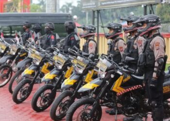 SIAGAKAN PERSONIL: Polda Sumut siagakan personel pengamanan Opening Ceremony PON 2024, Senin (9/9/2024). (Foto Dok / Polda Sumut)