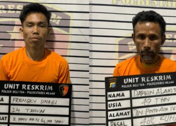 DIRINGKUS: Pelaku pencurian sepeda motor diringkus personil Polsek Delitua, Jumat (27/9/2024). (Foto Dok/ Polsek Delitua)