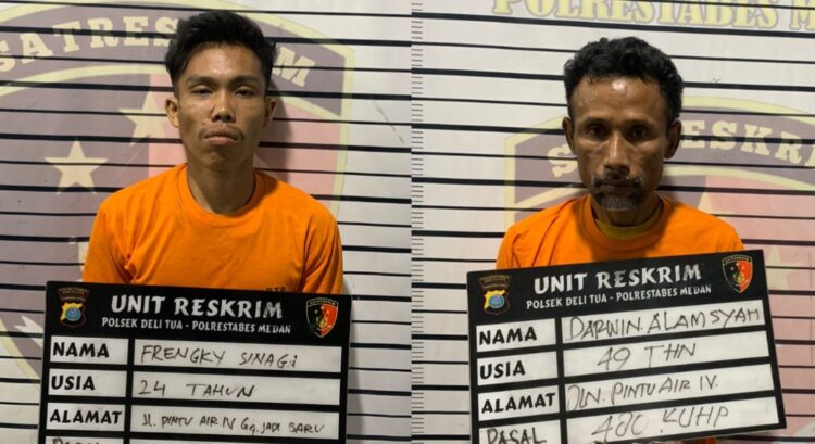 DIRINGKUS: Pelaku pencurian sepeda motor diringkus personil Polsek Delitua, Jumat (27/9/2024). (Foto Dok/ Polsek Delitua)
