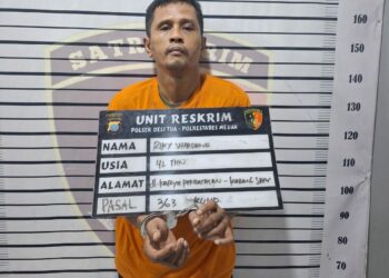 DITANGKAP: Polsek Delitua berhasil menangkap, RW yang merupakan satu dari tiga pelaku pencurian sepeda motor milik Armahanum, Rabu (24/9/2024).(Foto Dok/ Polsek Delitua)