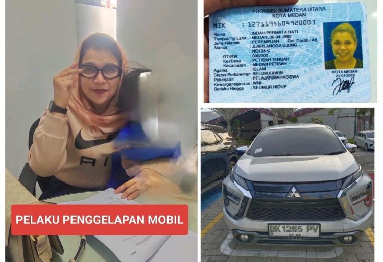 Seorang wanita bernama Indah Permata Hati, kelahiran Medan 6 April 1992, (Identitas Palsu) terlibat dalam aksi sindikat penipuan dan penggelapan mobil Expander warna Putih keluaran tahun 2022