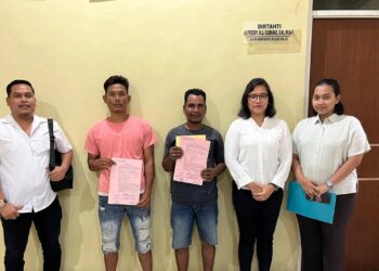 DITANGKAP: Polda Sumut menangkap dua agen perdagangan orang, Amat dan Aya Uda alias Tuang. (Foto Dok/ Polda Sumut)