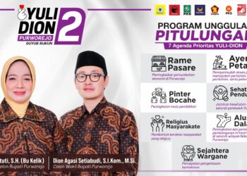 Pasangan calon (paslon) Bupati dan Wakil Bupati Purworejo nomor urut 02, Yuli Hastuti-Dion Agasi
