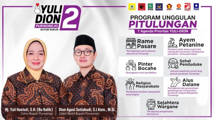 Pasangan calon (paslon) Bupati dan Wakil Bupati Purworejo nomor urut 02, Yuli Hastuti-Dion Agasi