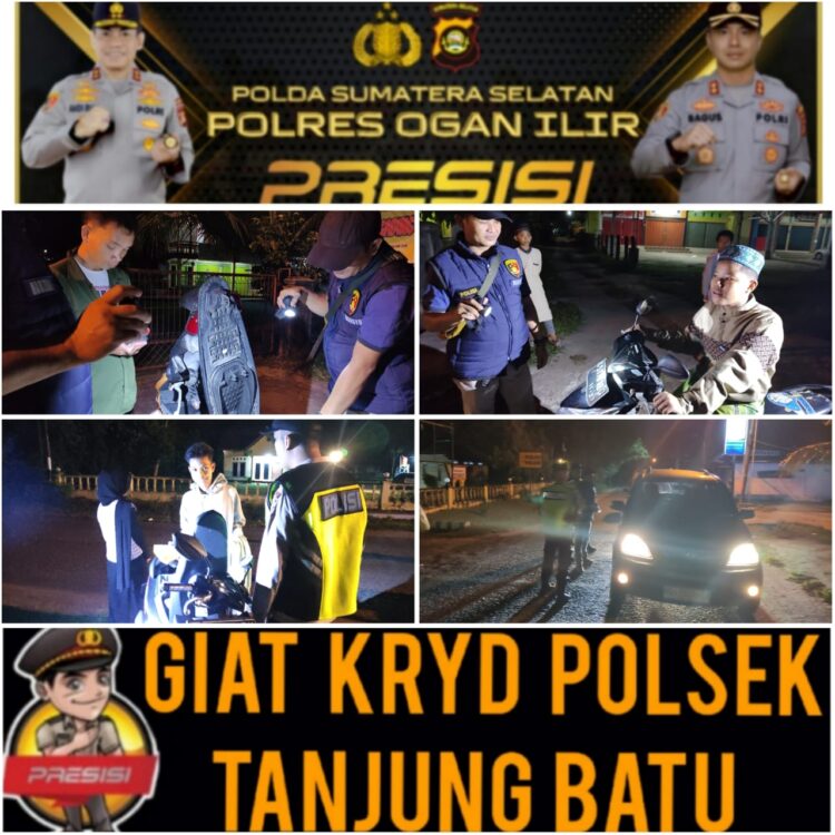 Polsek Tanjung Batu, Kabupaten Ogan Ilir, melaksanakan kegiatan Kegiatan Rutin Yang Ditingkatkan (KRYD) pada malam hari libur, Jumat (15/11/2024). Kegiatan ini bertujuan untuk mendukung program cooling system demi terciptanya suasana aman dan nyaman di masyarakat menjelang Pilkada.