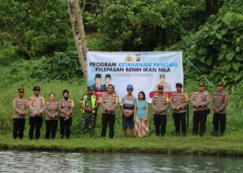 Polresta Manado kembali menunjukkan komitmennya dalam mendukung program ketahanan pangan nasional melalui kegiatan penaburan 15.000 benih ikan nila di embung atau kolam yang berlokasi di wilayah Tombulu, Selasa (25/11/2024).