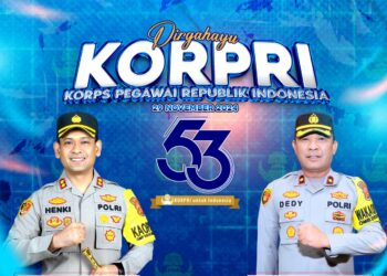 Ucapan selamat Hari Ulang Tahun (HUT) Korps Pegawai Republik Indonesia (Korpri) ke-53 dari Polres Lhokseumawe