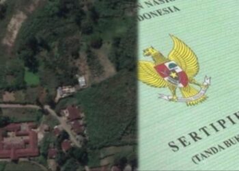 dari kiri: Lokasi tanah seluas kurang lebih 50 hektare di Jl. Ompu Ranjo Sinaga Parapat, Kecamatan Girsang Sipangan Bolon, Kabupaten Simalungun - Ilustrasi foto Sertifikat Hak Milik (SHM). (Foto. Dok/ist)