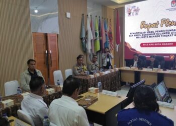 Kapolresta Manado, Kombes Pol Julianto Sirait, turut hadir dalam Rapat Pleno Terbuka Rekapitulasi Perhitungan Suara untuk Pemilihan Gubernur dan Wakil Gubernur Sulawesi Utara serta Walikota dan Wakil Walikota Manado