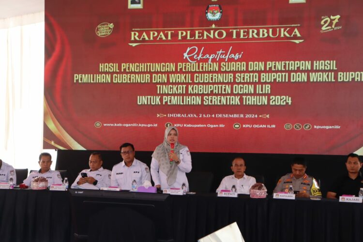 Kapolres Ogan Ilir AKBP Bagus Suryo Wibowo, S.I.K., menghadiri Rapat Pleno Terbuka Komisi Pemilihan Umum (KPU) Kabupaten Ogan Ilir terkait penghitungan suara Pilkada Serentak 2024. Acara tersebut berlangsung pada Senin, 2 Desember 2024, di Gedung KPU Ogan Ilir, dihadiri oleh berbagai pihak yang terlibat dalam proses pemilihan, termasuk saksi, pengawas pemilu, dan masyarakat.