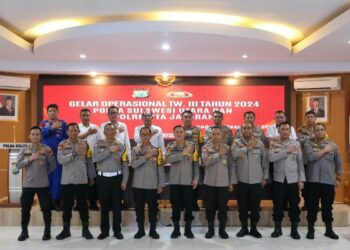 Gelar Operasional Triwulan III Tahun 2024 Polda Sulut dan jajaran, yang dilaksanakan di aula Tribrata Polda Sulut, Rabu (18/12/2024).