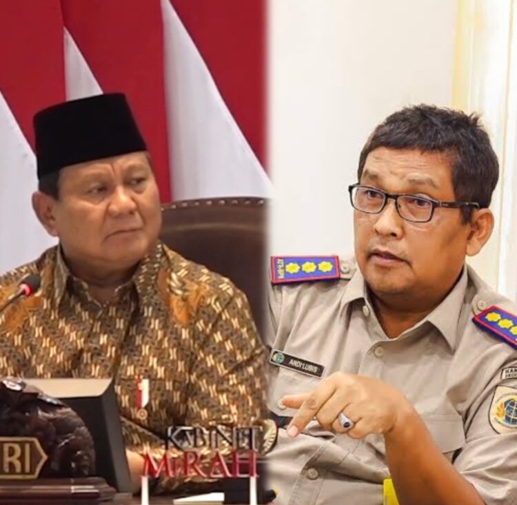dari kiri: Presiden Republik Indonesia Prabowo Subianto dan Kepala BPN Kabupaten Kampar Andi Lubis
