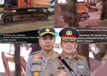 TAMBANG ILEGAL: Investigasi tim Mitrapolri.com terkait aktivitas tambang ilegal di sepanjang Jalan Simpang Kambing, Desa Teluk Kenidai, Kabupaten Kampar, Provinsi Riau (Foto. Dok/Mitrapolri.com)