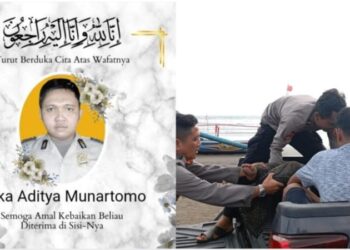 Seorang anggota Polsek Pagerageung Polres Tasikmalaya Kota, Bripka Andithya Munartono, meninggal dunia saat berupaya menyelamatkan seorang wisatawan yang hampir tenggelam di Pantai Barat Pangandaran, Jumat (3/1/2025) sekitar pukul 15.30 WIB.