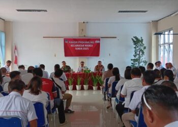 Dalam rangka meningkatkan keamanan dan kenyamanan masyarakat, telah dilaksanakan Rapat Tripika dan Rapat Koordinasi Prokamling Kecamatan Wanea di Aula Kantor Kecamatan Wanea pada Rabu (08/01) pukul 09.00 WITA. Kegiatan tersebut dihadiri oleh 75 peserta, termasuk jajaran Tripika Wanea, para lurah, seklur, serta 58 Ketua Lingkungan dengan 60 kelompok keamanan lingkungan (Katling), Rabu (8/1/2025).