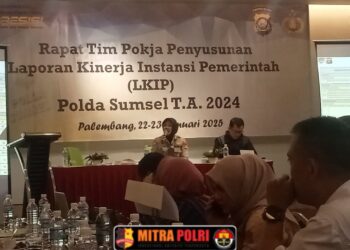 Rapat Tim Pokja Penyusunan Laporan Kinerja Instansi Pemerintah (LKIP) Polda Sumsel T.A. 2024. Kegiatan ini dilaksanakan di Aula Room Meeting Hotel Zuri, Palembang.