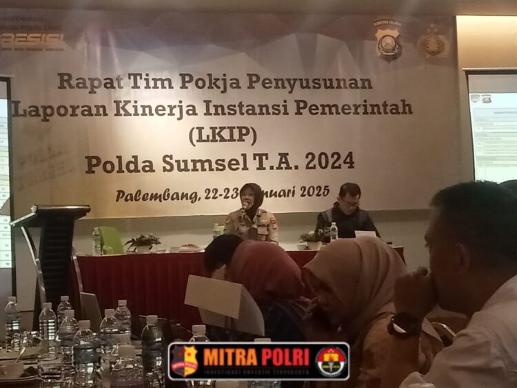 Rapat Tim Pokja Penyusunan Laporan Kinerja Instansi Pemerintah (LKIP) Polda Sumsel T.A. 2024. Kegiatan ini dilaksanakan di Aula Room Meeting Hotel Zuri, Palembang.