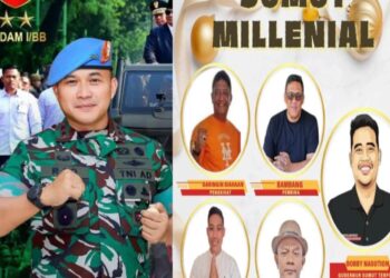 dari kiri: Pangdam I Bukit Barisan Mayjen TNI Rio Firdianto dan Kolaborasi Anak Muda Sumut Millenial (ist)