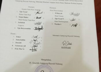 Surat tertangal pada 12 Januari 2025 perihal semua jenis dana sebelum Gampong Seupeng tunduk kembali ke Desa induk Rayeuk Naleung kami masyarakat menolak memberi jenis bantuan apapun kepada kedesa Seupeng.