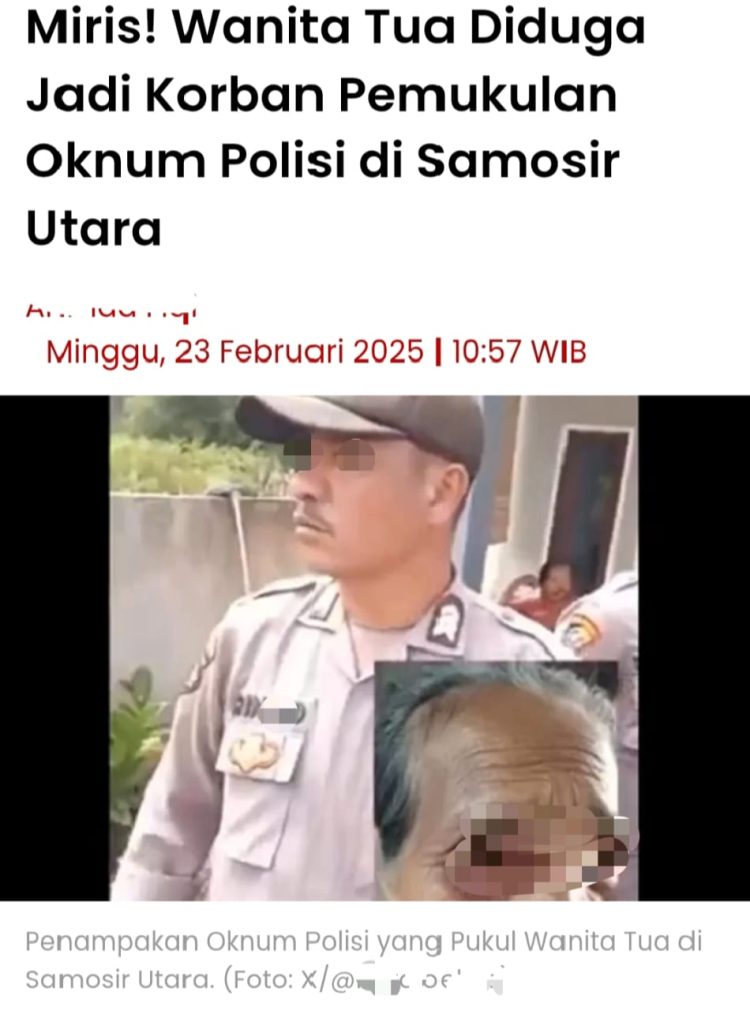 Pemberitaan di media online dan informasi video viral di media sosial yang menyebutkan adanya dugaan pemukulan terhadap seorang wanita tua oleh personel kepolisian.