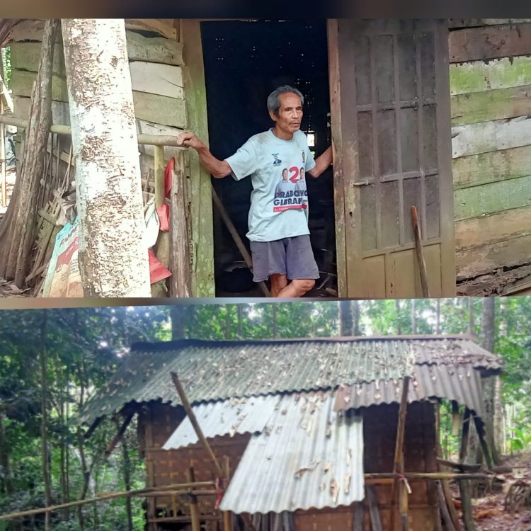 Kakek Dirun tinggal di dalam gubuk reyot dengan hanya penerangan listrik 10 watt hasil nyalur dari tetangga. Dinding yang terbuat dari bambu dan papan dan sudah banyak yang rapuh dan patah termakan rayap, lantai juga tidak layak disebut lantai. Gubuk dengan Ukuran 2,5x3 meter dengan tinggi 2,5 meter dengan lantai tanah berada di tengah-tengah pepohonan durian dan duku dengan kondisi yang sangat memperihatinkan.