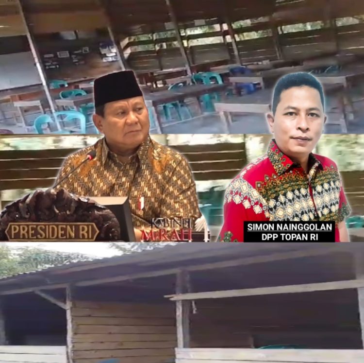 Kondisi Kelas Jauh SMAN 4 Dumai yang berada di Kelurahan Tanjung Penyembal, Kecamatan Sungai Sembilan. Dinding papan yang sudah lapuk dan dinding 70% terbuka, tiang-tiang kayu yang keropos, dan atap dari seng bocor, tanpa plafon, meja belajar tampak sisipan, bangku plastik, papan tulis sisipan, pintu sebagian sudah tidak dapat ditutup, lantai semen yang sudah sebahagian rusak tampak bertanah. (Foto: Dok. Mitrapolri.com)