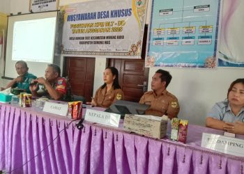 Babinsa Koramil 1016-03/Sepang, Serma Helprit menghadiri acara Musyawarah Desa Khusus (MUSDESSUS) dalam rangka Pembahasan Penetapan Keluarga Penerima Manfaat (KPM) Bantuan Langsung Tunai BLT-DD Desa Rangan Tate Tahun Anggaran 2025 yang bertempat di Aula Posyandu Desa Rangan Tate Kecamatan Mihing Raya Kabupaten Gunung Mas, Senin (10/03/2025).