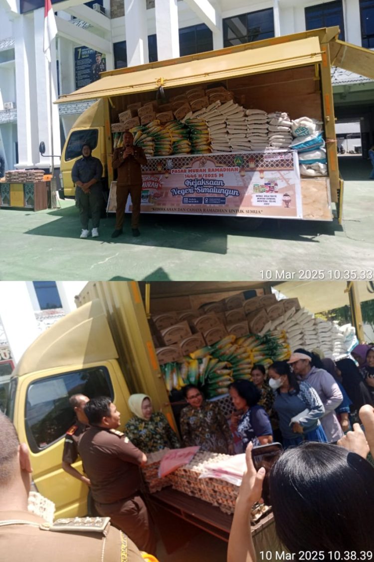 Kejaksaan Negeri Simalungun menggelar pasar murah di depan kantor kejaksaan. Kegiatan ini disambut antusias oleh ratusan warga, khususnya di Kecamatan Siantar, yang merasa terbantu dengan harga kebutuhan pokok yang lebih terjangkau. Senin (10/03/2025).