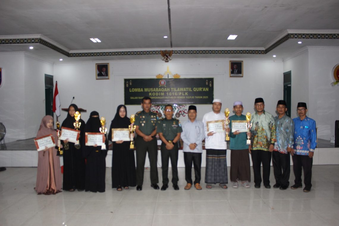 Kodim 1016/Palangka Raya menggelar lomba MTQ bagi anak-anak Pesantren se Kota Palangka Raya bertempat di aula Makodim 1016/Plk. Kamis, (20/03/25).
