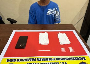 Seorang pria berinisial MF (35) ditangkap saat diduga akan melakukan transaksi sabu di depan sebuah warung di Jalan Tjilik Riwut Km. 1, beberapa waktu yang lalu.