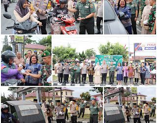 Polres Dairi bersama Kodim 0206 Dairi menggelar aksi sosial berbagi takjil kepada pengguna jalan di depan Polres Dairi, Jl. SM Raja, Kecamatan Sidikalang, Kabupaten Dairi, pada Kamis (28/3/2025).