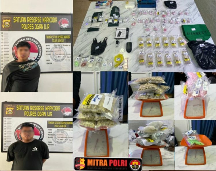 Kedua tersangka yang diamankan berinisial AHW (21) dan RW (23), warga Desa Tanjung Raja Selatan. Dari tangan mereka, polisi menyita barang bukti dalam jumlah besar, termasuk ribuan butir pil ekstasi dan narkotika jenis sabu