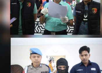 Tersangka yakni AY (37) warga Dusun Tinembang Desa Kutawuluh Kecamatan Purwanegara Kabupaten Banjarnegara dalam konferensi pers di Polres Banjarnegara