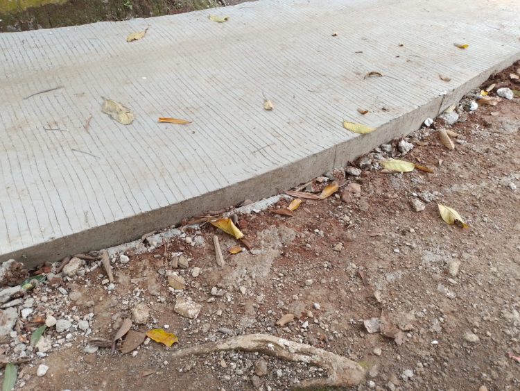 Tampak Fisik Jalan Betonisasi Kp.Manduhur Rt.010 Rw.004 yang panjang 340 m,tebal 15 cm,lebar 1,5 m,sesuai dengan rencana kegiatan. (Foto: Dok.RH/Mitrapolri/13/04/2025)