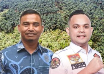 Kepala Desa (Kades) Batang Kumu, Kecamatan Tambusai, Kabupaten Rokan Hulu, Provinsi Riau Normal Harahap dan Ketua DPP Elang 3 Hambalang Riau Pebriyan Winaldi