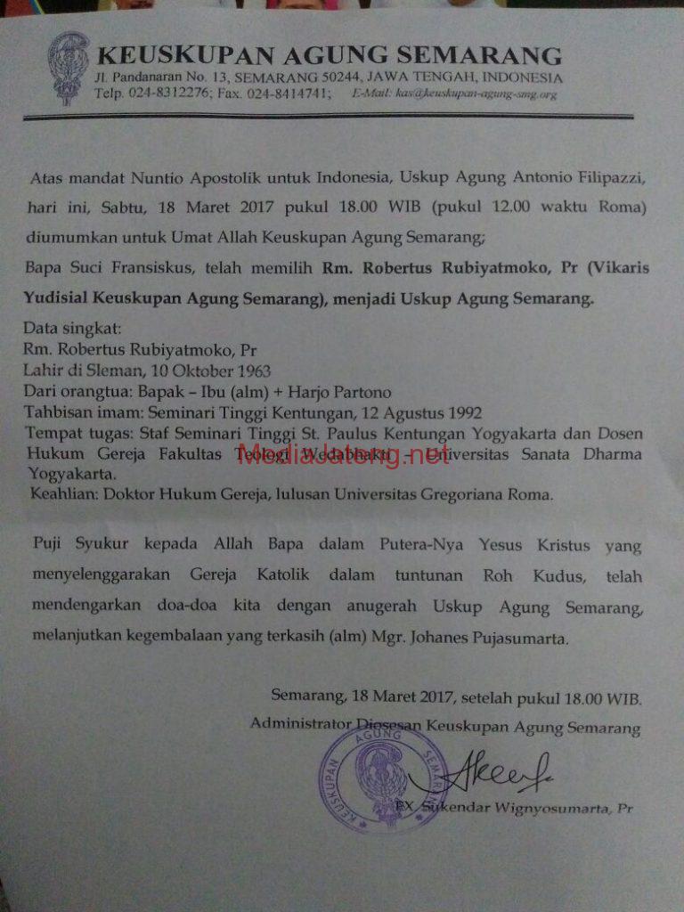 Kabar Gembira, Romo Ruby Uskup Semarang