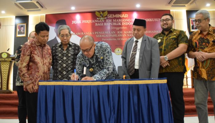 Bupati se-Barlingmascakeb Tandatangani Naskah Deklarasi Pengusulan Margono sebagai Pahlawan Nasional