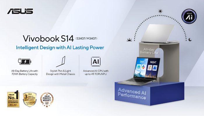 ASUS Vivobook S14, Laptop AI Modern, Tangguh, dan Hardware Powerful